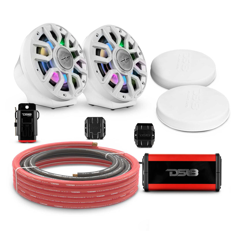 Load image into Gallery viewer, 6.5&quot; Loaded Flat Mount Speaker Pods with Amplifier, Installation Kit and Digital LED Lights, Package for Can-Am Spyder &amp; Ryker
