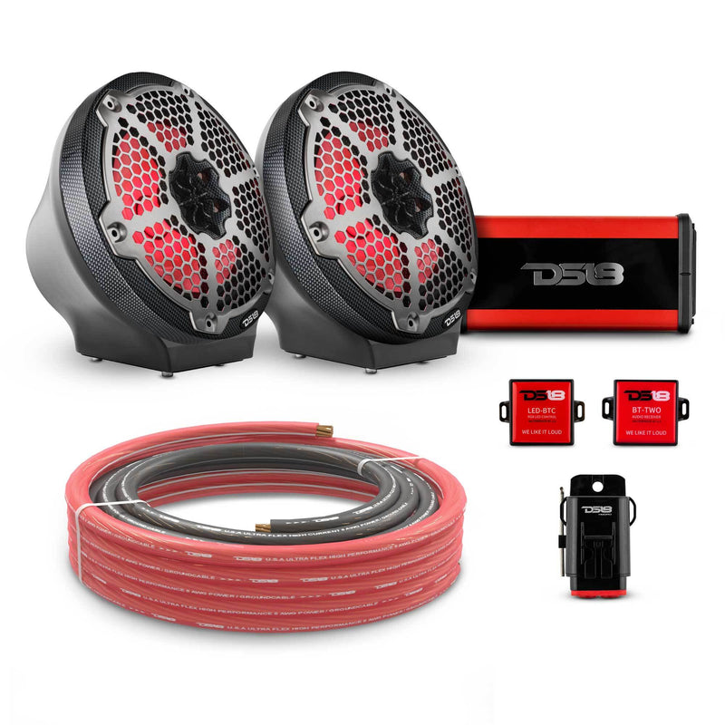 Load image into Gallery viewer, 8&quot; Loaded Flat Mount Speaker Pods with Amplifier, Installation Kit and RGB LED Lights, Package for Can-Am Spyder &amp; Ryker
