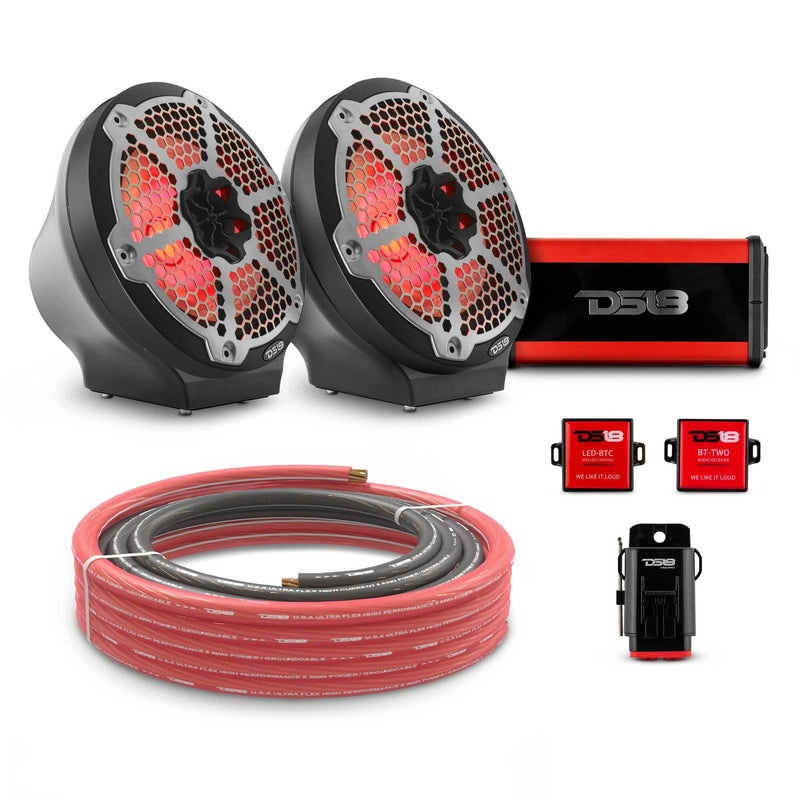 Load image into Gallery viewer, 8&quot; Loaded Flat Mount Speaker Pods with Amplifier, Installation Kit and RGB LED Lights, Package for Can-Am Spyder &amp; Ryker
