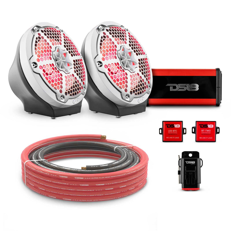 Load image into Gallery viewer, 8&quot; Loaded Flat Mount Speaker Pods with Amplifier, Installation Kit and RGB LED Lights, Package for Can-Am Spyder &amp; Ryker
