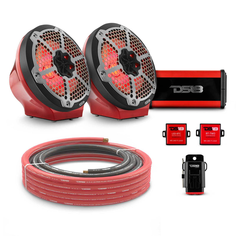 Load image into Gallery viewer, 8&quot; Loaded Flat Mount Speaker Pods with Amplifier, Installation Kit and RGB LED Lights, Package for Can-Am Spyder &amp; Ryker
