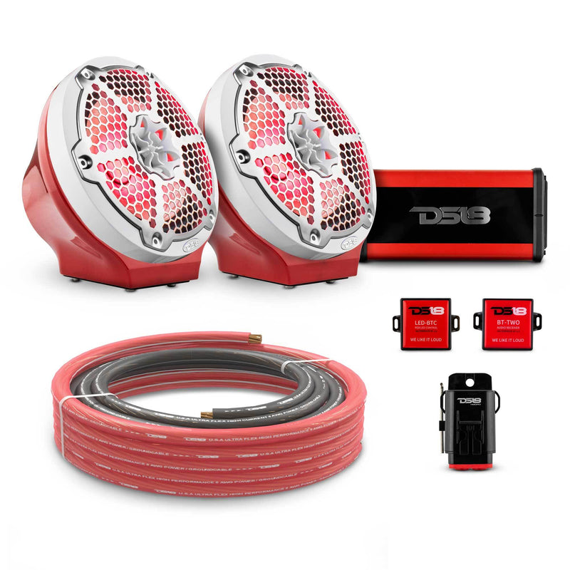 Load image into Gallery viewer, 8&quot; Loaded Flat Mount Speaker Pods with Amplifier, Installation Kit and RGB LED Lights, Package for Can-Am Spyder &amp; Ryker
