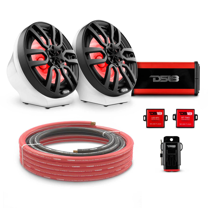 Load image into Gallery viewer, 8&quot; Loaded Flat Mount Speaker Pods with Amplifier, Installation Kit and RGB LED Lights, Package for Can-Am Spyder &amp; Ryker
