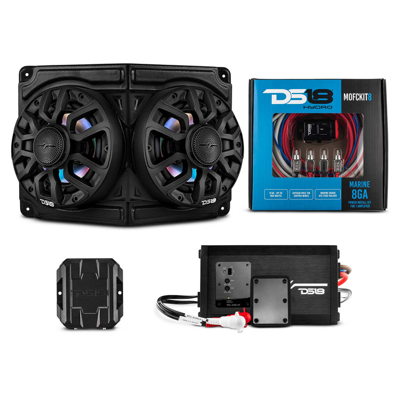 Load image into Gallery viewer, Polaris RZR / RZR PRO Overhead Enclosure With Amplifier and Installation Kit - Loaded with 2x 6.5" 2-Way Marine Speakers With Digital LED Lights
