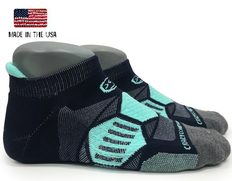 Load image into Gallery viewer, Navy &amp; Mint - Elite Running Socks

