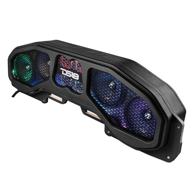 Load image into Gallery viewer, Jeep JL, JT Overhead Sound Bar Package With Vinyl Finish and Dream LED Lights 4 x 8&quot; and 4 Tweeters (MADE IN USA) - Skoutley Outdoors LLC
