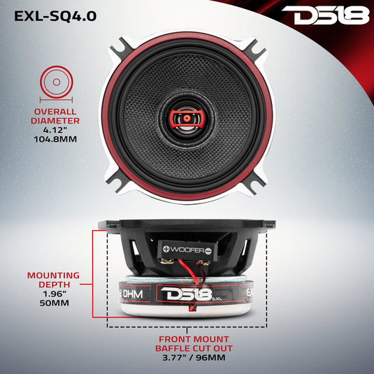 EXL 4" 2-Way Coaxial Speaker with Fiber Glass Cone | 60W RMS 3-Ohm