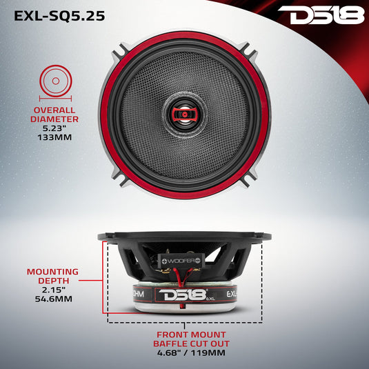 EXL 5.25" 2-Way Coaxial Speaker with Fiber Glass Cone | 80W RMS 3-Ohm