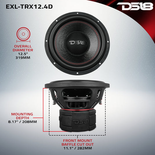 EXL 12” Subwoofer Triple Stack with Reinforced Cone 2000 Watts RMS 3” Dvc 4-Ohm