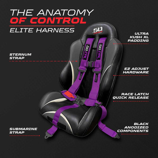 2" & 3" 4pt & 5pt Elite Series Race Latch "EZ" Adjust Harness