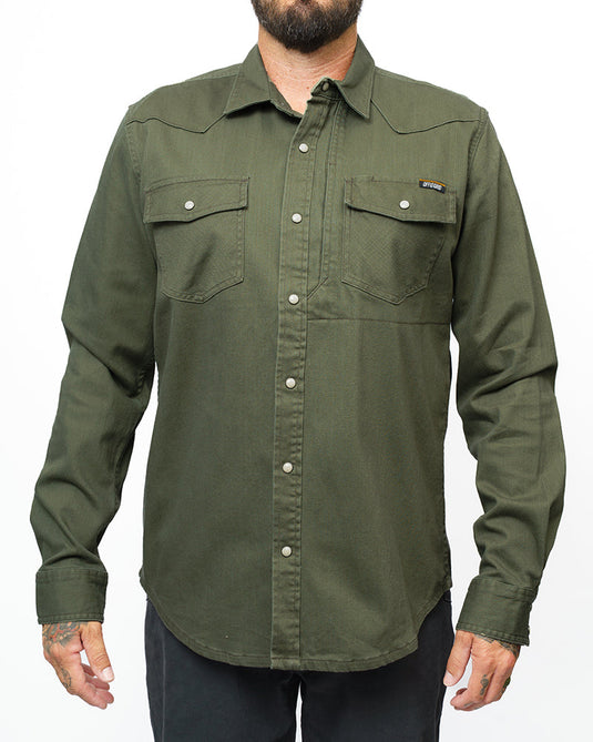 Earl Denim Shirt - Dusty Olive