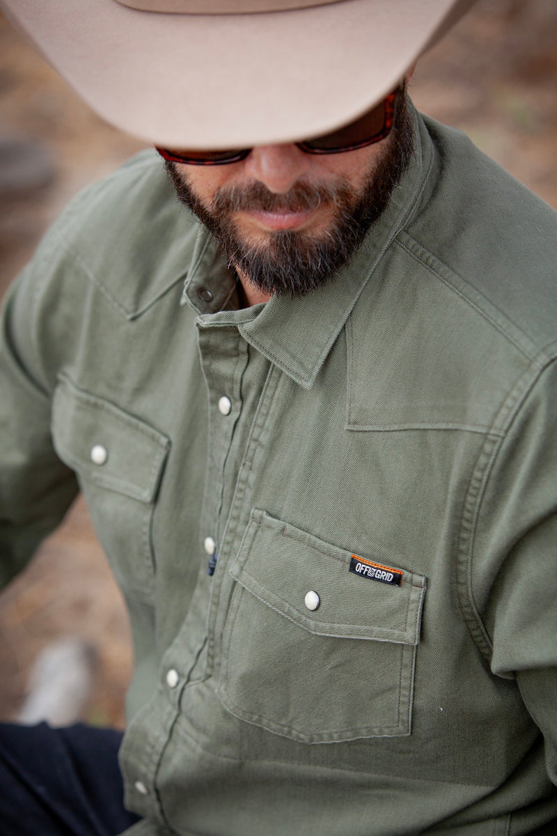 Load image into Gallery viewer, Earl Denim Shirt - Dusty Olive
