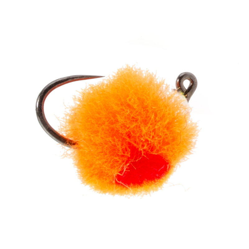 Load image into Gallery viewer, 3 Pack Tungsten Bead Tactical Euro Hot Orange Jig Egg Barbless Czech Nymph Fly - Size 14
