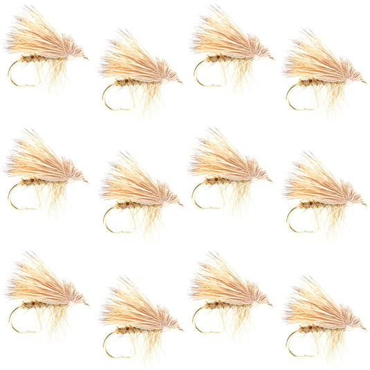 Barbless Yellow Elk Hair Caddis Classic Trout Dry Flies 1 Dozen Flies Size 12