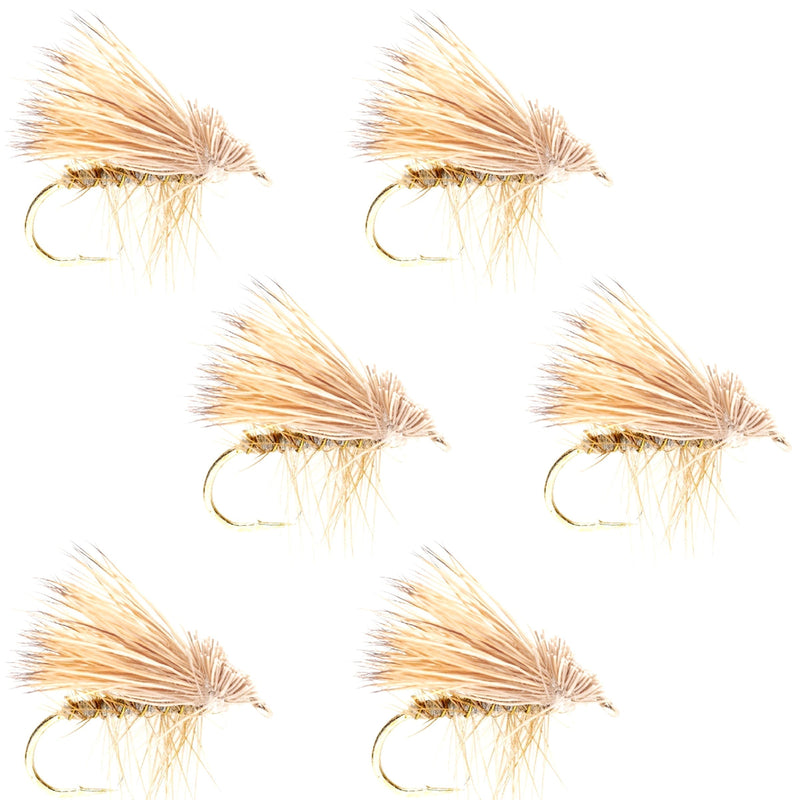 Load image into Gallery viewer, Barbless Yellow Elk Hair Caddis Classic Trout Dry Flies 6 Flies Size 18
