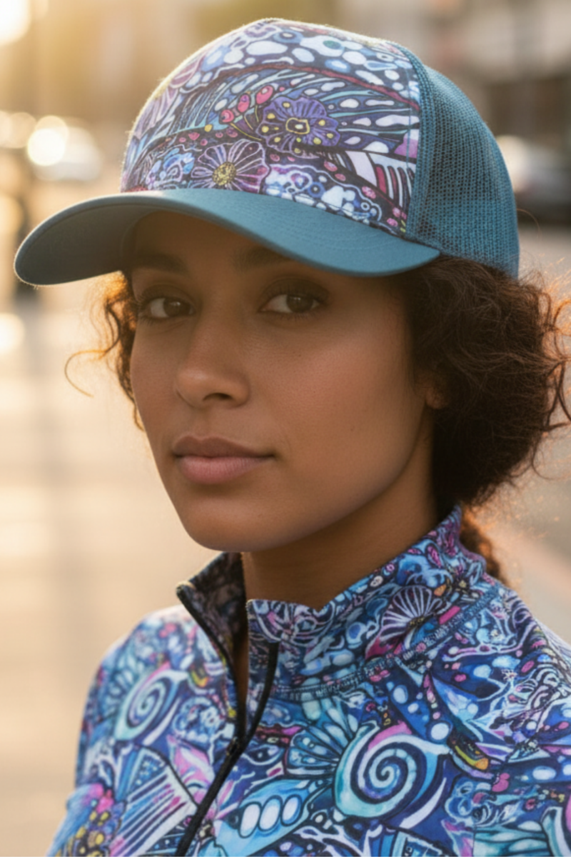 Load image into Gallery viewer, Enchanted Grayling Abstract Trucker Hat
