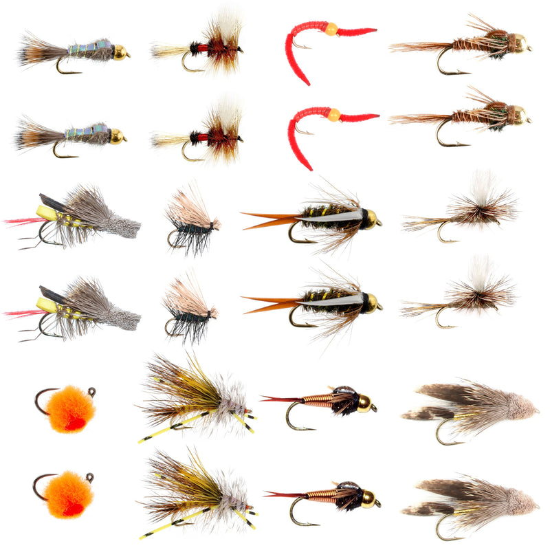 Load image into Gallery viewer, Trout Flies Assortment - 24 Flies for Trout Fly Fishing with Fly Box - Essential Dry and Wet Fly Selection
