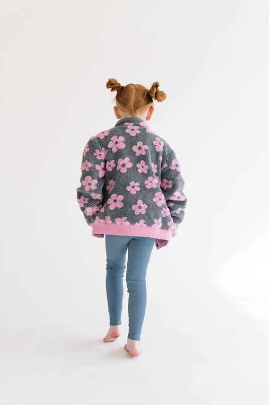 Flower Power Fleece Jacket in Pink