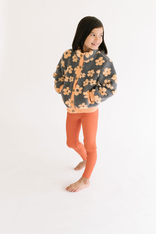 Flower Power Fleece Jacket in Melon