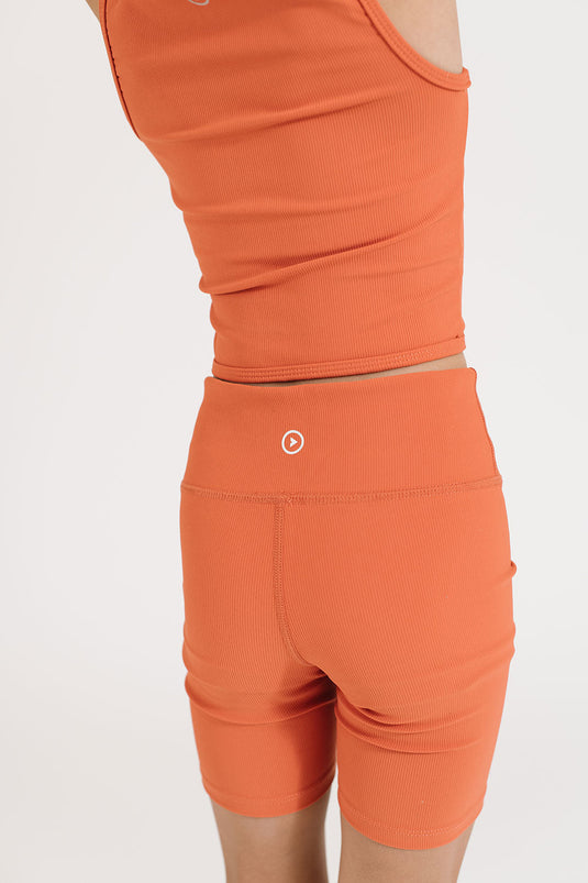 Ribbed Cycle Shorts in Persimmon