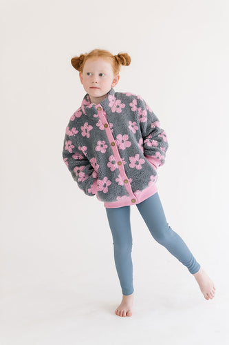 Flower Power Fleece Jacket in Pink