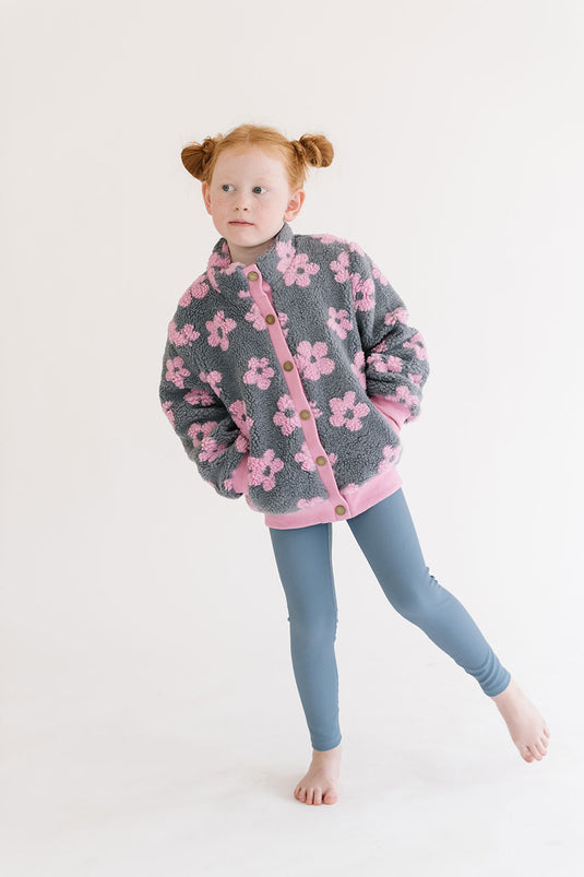 Flower Power Fleece Jacket in Pink