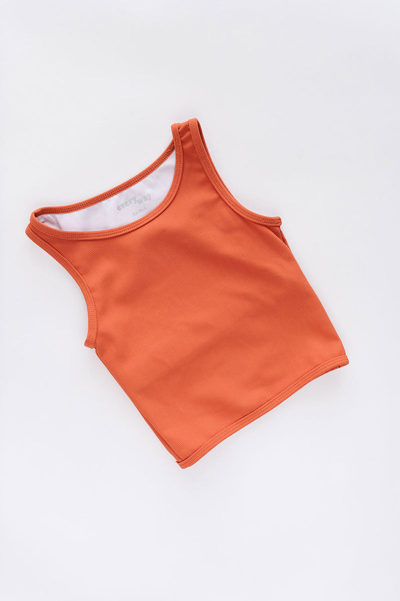 Load image into Gallery viewer, Ribbed Longline Crop in Persimmon
