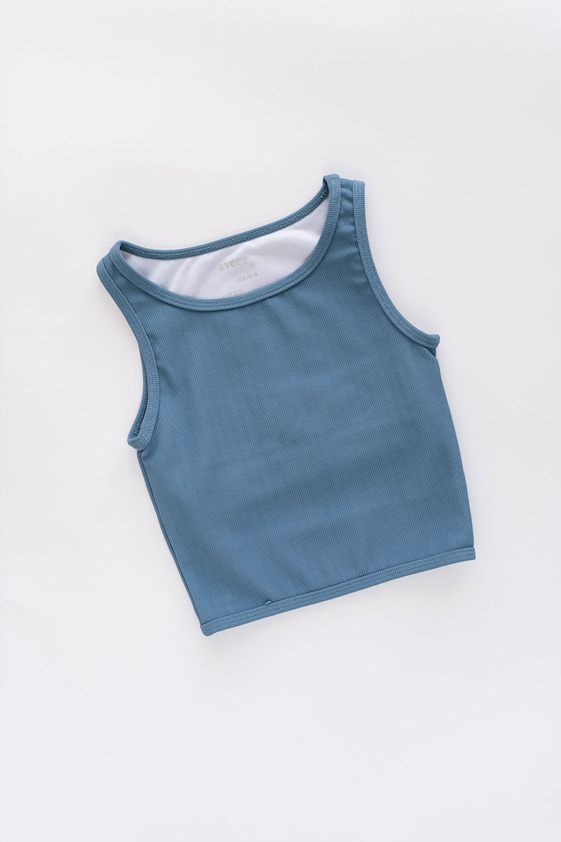 Load image into Gallery viewer, Ribbed Longline Crop in Cornflower
