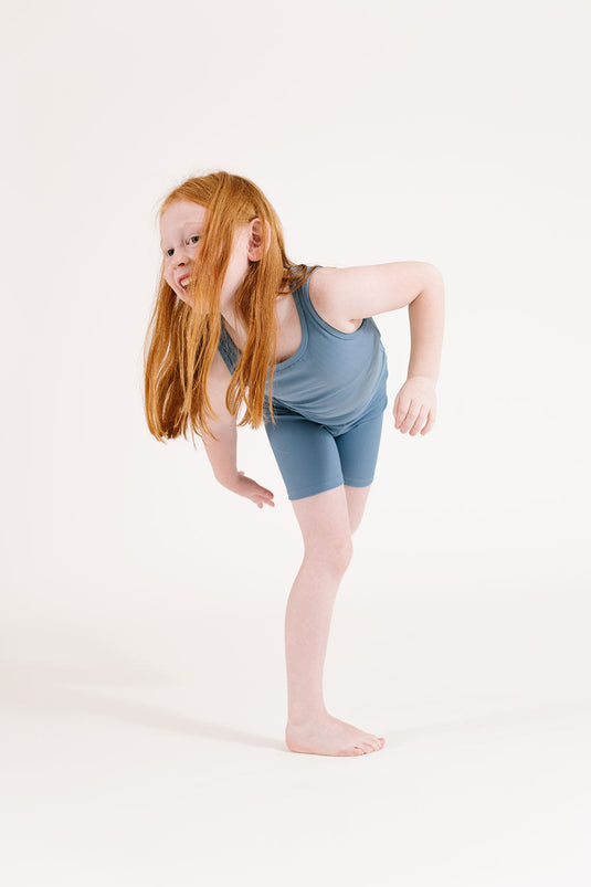 Ribbed Cycle Shorts in Cornflower