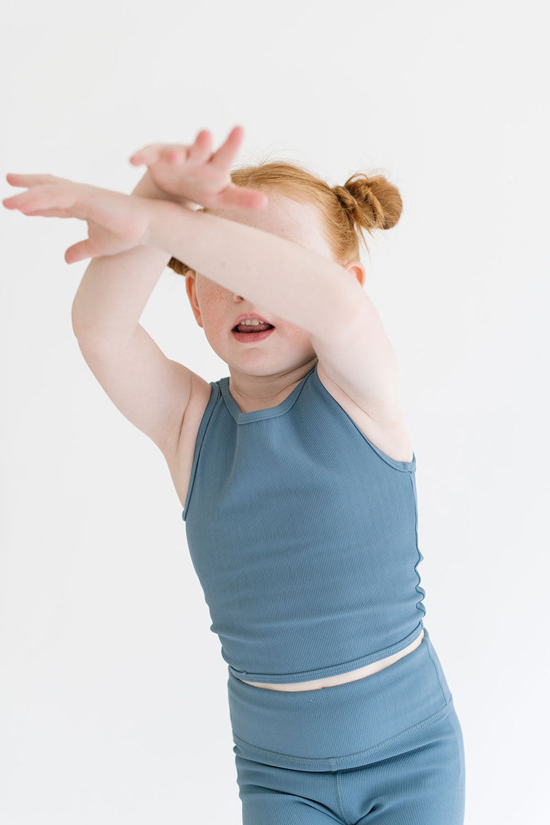 Load image into Gallery viewer, Ribbed Longline Crop in Cornflower
