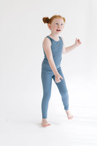 Sporty Ribbed Leggings in Cornflower