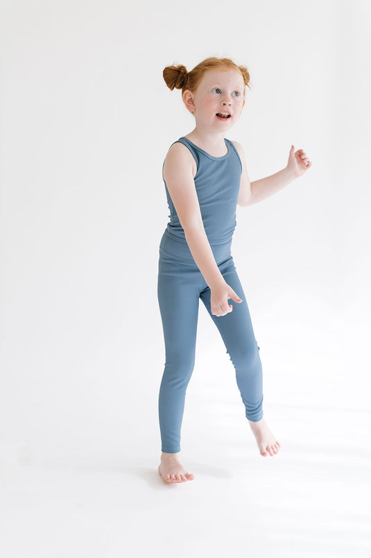 Sporty Ribbed Leggings in Cornflower