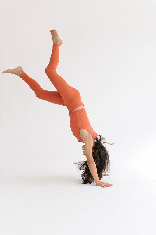 Sporty Ribbed Leggings in Persimmon