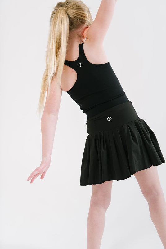 Pleated Court Skort in Black