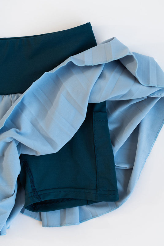 Pleated Court Skort in Ocean