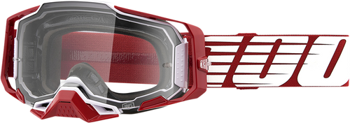 100% Armega Goggles - Oversized Deep Red - Clear 50004-00009