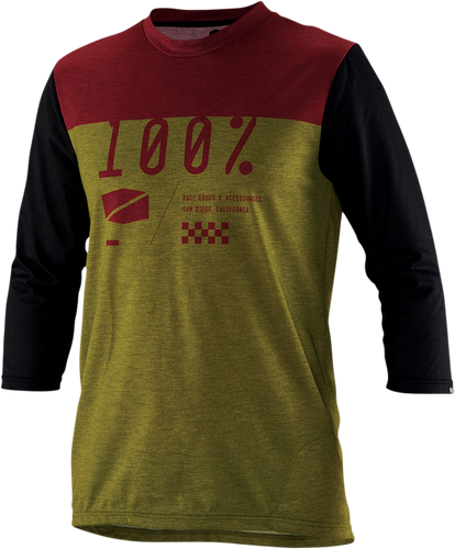 100% Airmatic Jersey - 3/4 Sleeve - Olive - Medium 41313-296-11