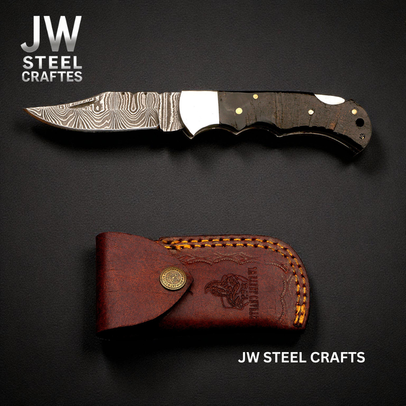 Load image into Gallery viewer, American Flag Damascus Folding Hunter with Ram Horn Handle
