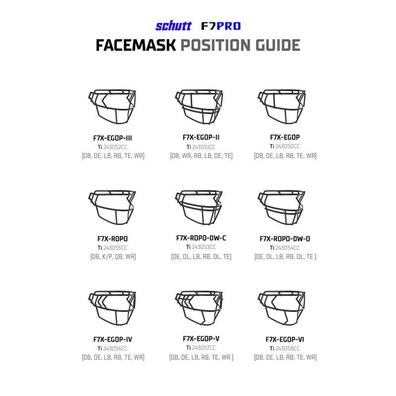 Load image into Gallery viewer, Schutt F7  Standard Facemasks
