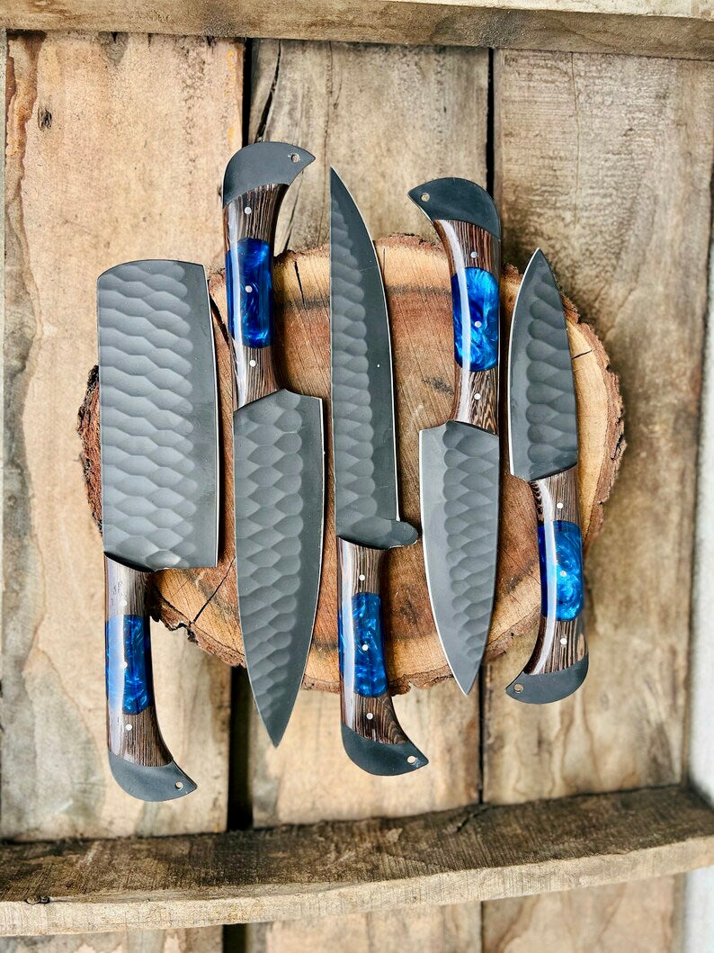 Load image into Gallery viewer, Handmade Damascus Steel Chef Knife Set – Perfect Wedding &amp; Valentine’s Day Gift
