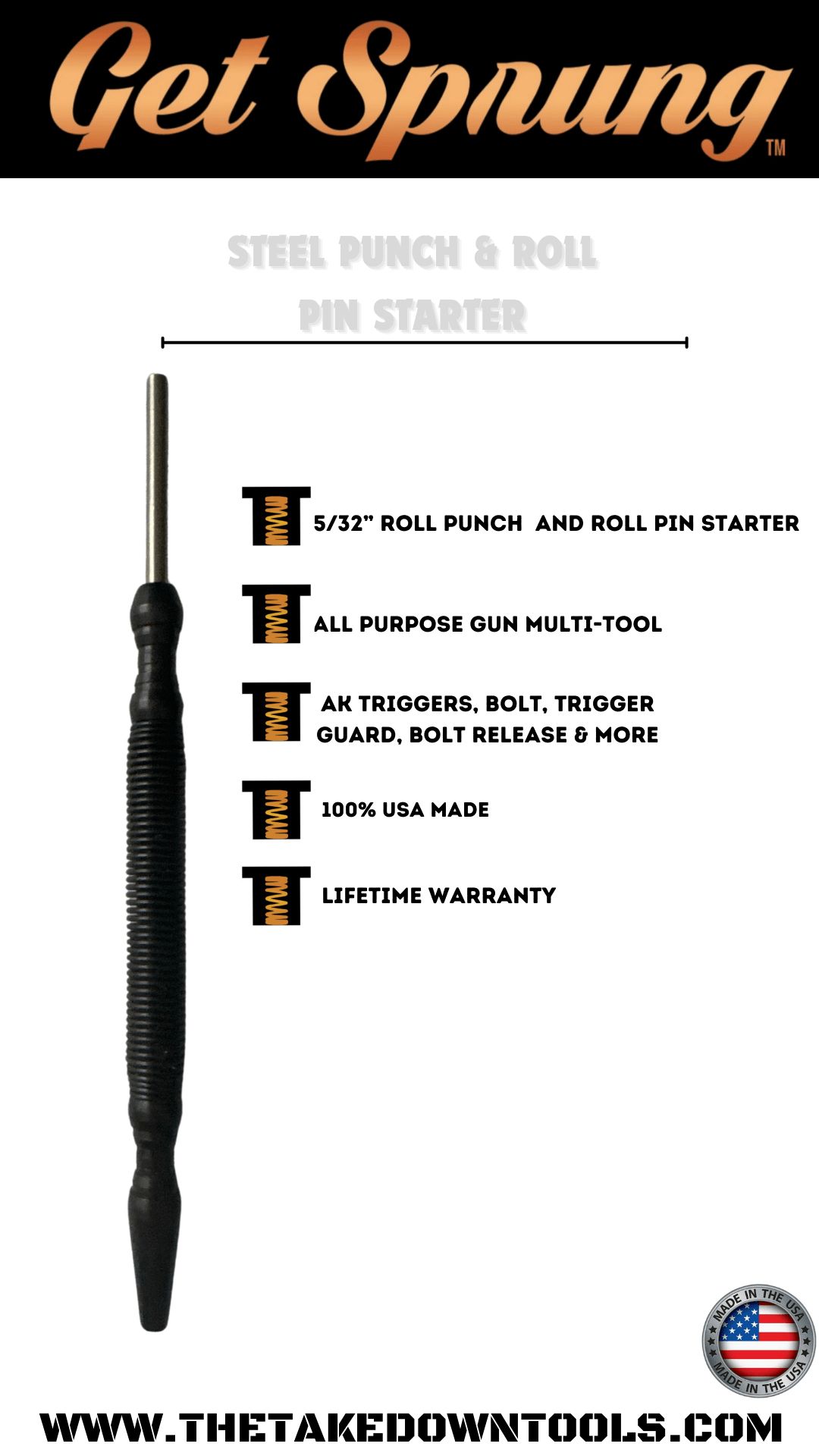 REAL STEEL- Roll pin starter 1/8” & 5/32” Steel punch