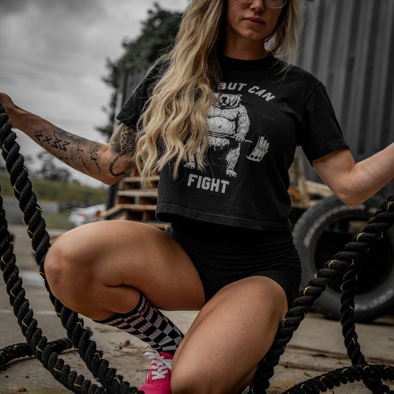 Load image into Gallery viewer, Fat But Can Fight Women's Crop Heavyweight Tee
