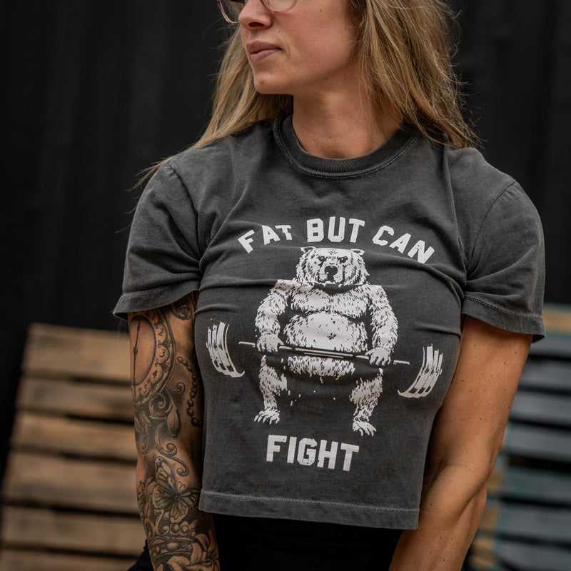 Load image into Gallery viewer, Fat But Can Fight Women's Crop Heavyweight Tee
