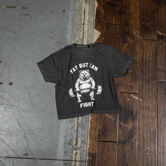 Fat But Can Fight Women's Crop Heavyweight Tee
