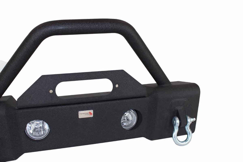 Load image into Gallery viewer, Fishbone Offroad Stubby Winch Bumper with Tube Guard for 2007-2018 Jeep Wrangler FB22001
