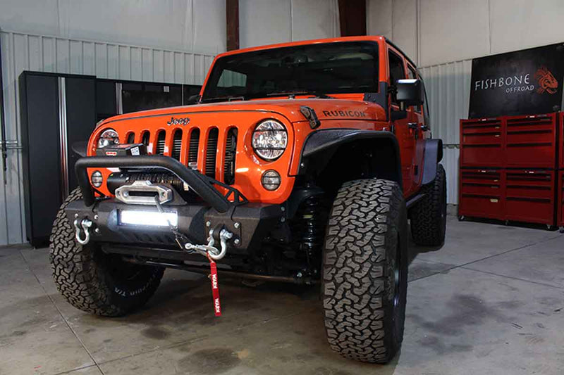 Load image into Gallery viewer, Fishbone Offroad Front Stubby Winch Bumper 2007-2018 Jeep Wrangler FB22004
