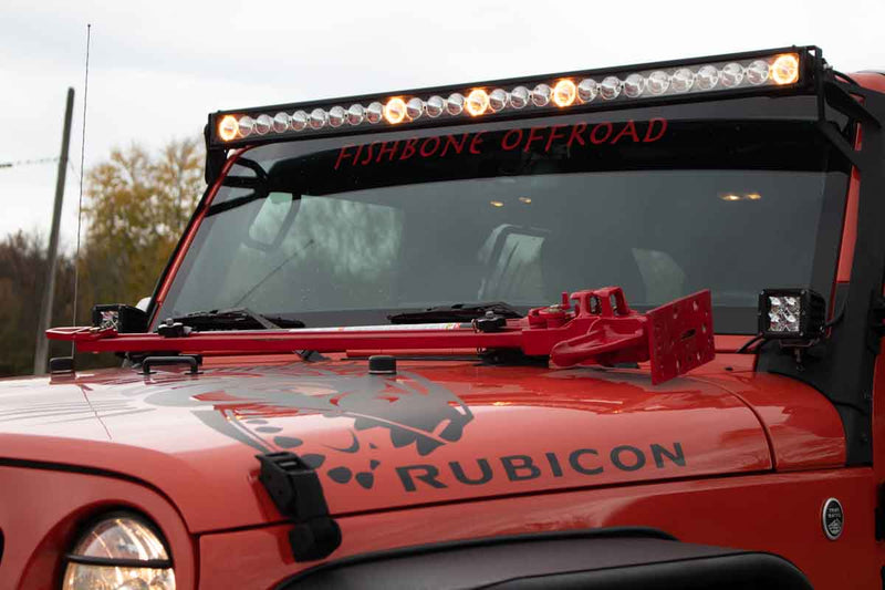Load image into Gallery viewer, Fishbone Offroad Hi-Lift Jack Hood Mount for 2007 &amp; Up Jeep Wrangler/Gladiator FB31317
