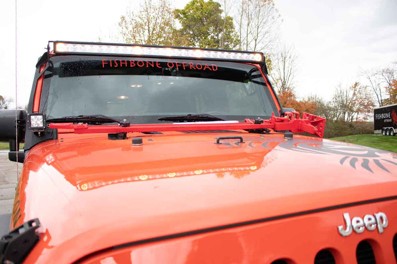 Load image into Gallery viewer, Fishbone Offroad Hi-Lift Jack Hood Mount for 2007 &amp; Up Jeep Wrangler/Gladiator FB31317
