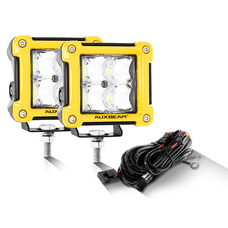 Load image into Gallery viewer, 3&quot; 40W LED Pods Light Spot/Flood Multicolor frame with wiring harness for JEEP

