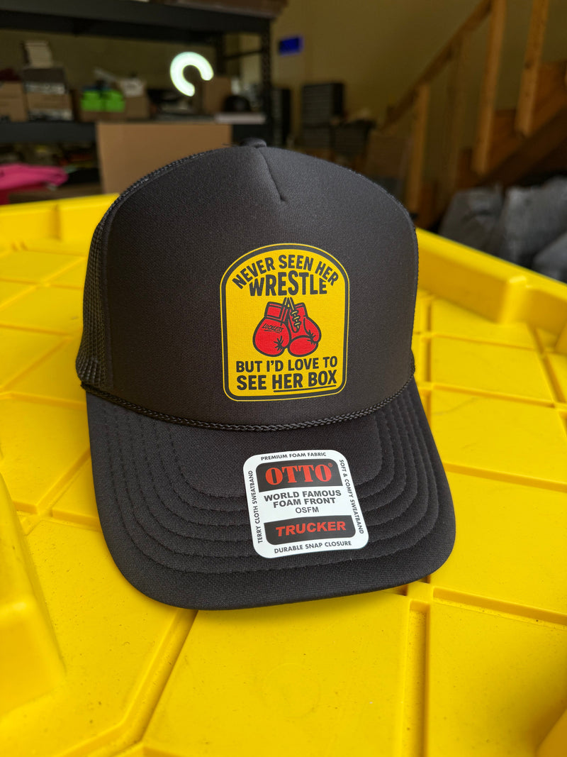 Load image into Gallery viewer, Love to See Her Box Trucker Hat
